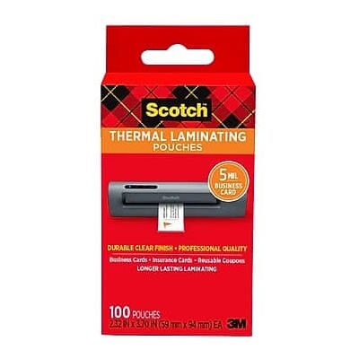 Scotch - Thermal Laminating Pouches, Business Card, 5 Mil - Clear Scotch - Thermal Laminating Pouches, Business Card, 5 Mil - Clear