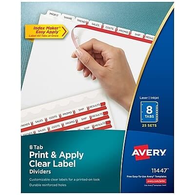Avery - Index Maker Paper Dividers with Print & Apply Label Sheets, 8 Tabs, 25 Sets/Pack - White Avery - Index Maker Paper Dividers with Print & Apply Label Sheets, 8 Tabs, 25 Sets/Pack - White