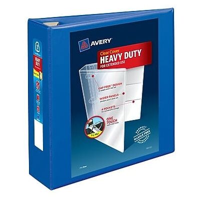 Avery - Heavy Duty 3" 3-Ring View Binders, One Touch EZD Ring - Pacific Blue Avery - Heavy Duty 3" 3-Ring View Binders, One Touch EZD Ring - Pacific Blue