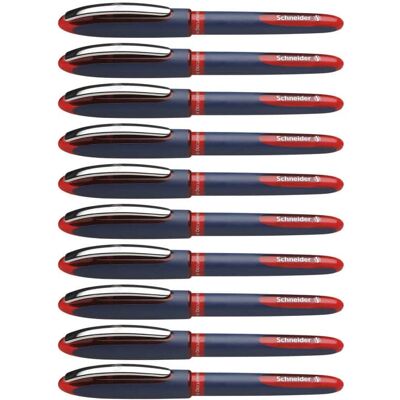 Schneider - One Business Rollerball Pens, 0.6mm, Red, Pack of 10 Schneider - One Business Rollerball Pens, 0.6mm, Red, Pack of 10