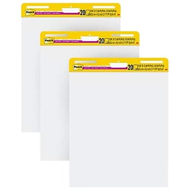 Post-it - Super Sticky Wall Easel Pad, 25" x 30", 20 Sheets/Pad, 3 Pads/Pack - White Post-it - Super Sticky Wall Easel Pad, 25" x 30", 20 Sheets/Pad, 3 Pads/Pack - White