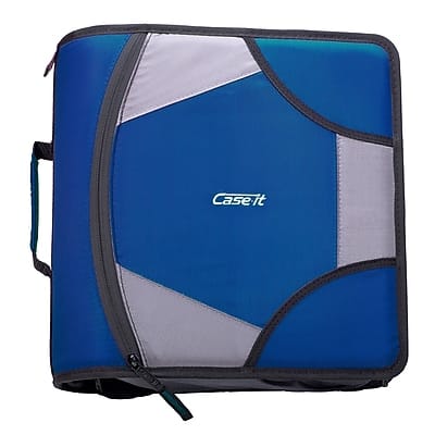 Case It - King Sized Zip Tab 4" 3-Ring Zipper Binders, D-Ring - Blue Case It - King Sized Zip Tab 4" 3-Ring Zipper Binders, D-Ring - Blue