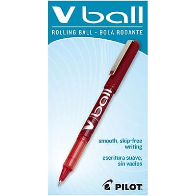 Pilot - VBall Rollerball Pens, Extra Fine Point, Dozen - Red Ink Pilot - VBall Rollerball Pens, Extra Fine Point, Dozen - Red Ink