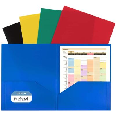 C-line - C Line Two Pocket Heavyweight Poly Portfolio Folder Assorted Primary Colors Pack of 10 C-line - C Line Two Pocket Heavyweight Poly Portfolio Folder Assorted Primary Colors Pack of 10