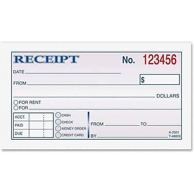 Adams - 2-Part Carbonless Receipt Book, 5.38" x 2.75", 50 Sheets/Pad - White/Canary Adams - 2-Part Carbonless Receipt Book, 5.38" x 2.75", 50 Sheets/Pad - White/Canary