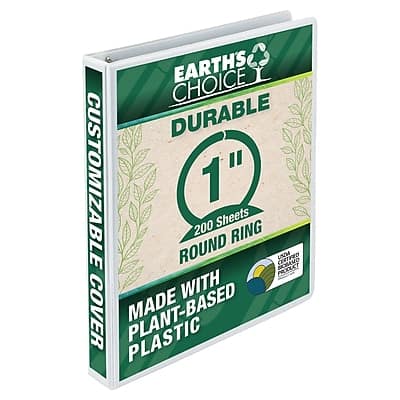 Samsill - Earth's Choice Plant-Based 1" View Binder, 3-Ring , Made in USA - White Samsill - Earth's Choice Plant-Based 1" View Binder, 3-Ring , Made in USA - White