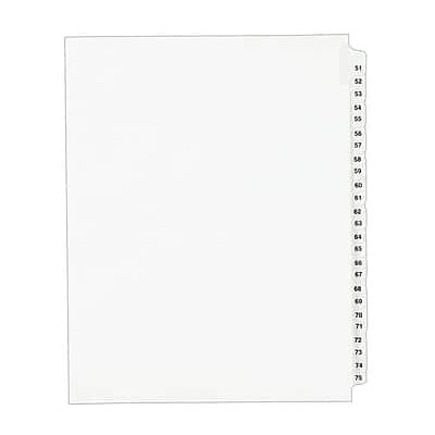 Avery - Style Numeric 51-75 Paper Dividers, 25 Tabs - White Avery - Style Numeric 51-75 Paper Dividers, 25 Tabs - White