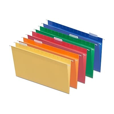Staples - Heavy Duty Reinforced Hanging File Folders, 1/5-Cut Tab, Legal Size, 25/Box - Assorted Colors Staples - Heavy Duty Reinforced Hanging File Folders, 1/5-Cut Tab, Legal Size, 25/Box - Assorted Colors