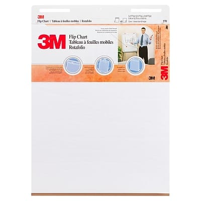 3M - Flip Chart Plain Unruled Easel Pad, 25" x 30", 40 Sheets/Pad, 2 Pads/Carton - White 3M - Flip Chart Plain Unruled Easel Pad, 25" x 30", 40 Sheets/Pad, 2 Pads/Carton - White