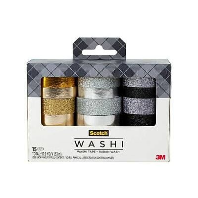 Scotch - Washi Glitter Metallic Washi Tape, Multicolor, 15 Rolls/P ack - Assorted Scotch - Washi Glitter Metallic Washi Tape, Multicolor, 15 Rolls/P ack - Assorted
