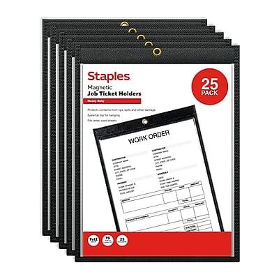 Staples - Heavyweight Stitched Job Ticket Holder, 9" x 12", 25/Pack - Clear Staples - Heavyweight Stitched Job Ticket Holder, 9" x 12", 25/Pack - Clear