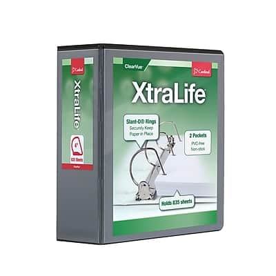 Cardinal - XtraLife ClearVue 4" 3-Ring Non-View Binders, D-Ring - Black Cardinal - XtraLife ClearVue 4" 3-Ring Non-View Binders, D-Ring - Black