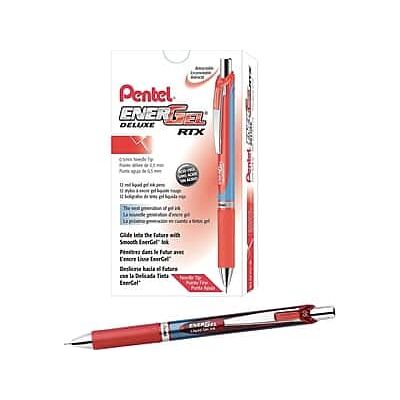 Pentel - EnerGel Deluxe RTX Retractable Gel Pens, Fine Point, Dozen - Red Pentel - EnerGel Deluxe RTX Retractable Gel Pens, Fine Point, Dozen - Red