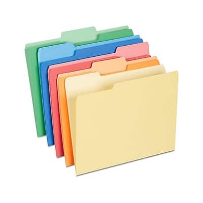 Staples - Heavyweight File Folders, 1/3-Cut Tab, Letter Size, 50/Box - Assorted Colors Staples - Heavyweight File Folders, 1/3-Cut Tab, Letter Size, 50/Box - Assorted Colors