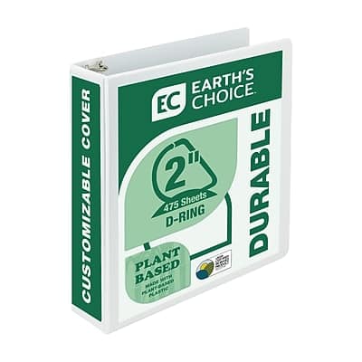 Samsill - Earth's Choice Plant-Based Durable 2" View Binders, D-Ring, Made in USA - White Samsill - Earth's Choice Plant-Based Durable 2" View Binders, D-Ring, Made in USA - White