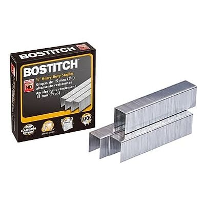 Bostitch - Premium Heavy Duty 5/8" Length High Capacity Staples, Full Strip, 1000/Box - Silver Bostitch - Premium Heavy Duty 5/8" Length High Capacity Staples, Full Strip, 1000/Box - Silver