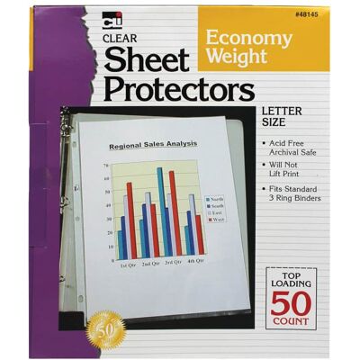 Charles Leonard - Top Loading Sheet Protectors Clear 50 Sheets Charles Leonard - Top Loading Sheet Protectors Clear 50 Sheets