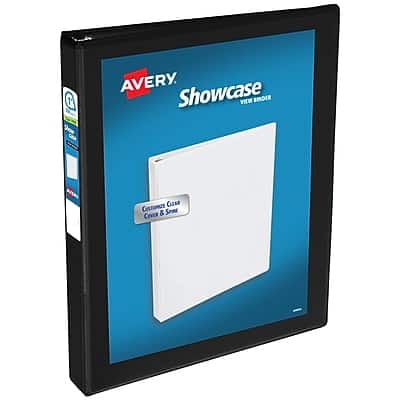 Avery - Showcase 1" 3-Ring View Binders, Slant Ring - Black Avery - Showcase 1" 3-Ring View Binders, Slant Ring - Black
