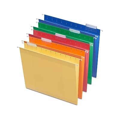 Staples - Reinforced Box Bottom Hanging File Folders, 2" Expansion, 1/5-Cut Tab, Letter Size, Assorted, 25/Box - Assorted Colors Staples - Reinforced Box Bottom Hanging File Folders, 2" Expansion, 1/5-Cut Tab, Letter Size, Assorted, 25/Box - Assorted Colors