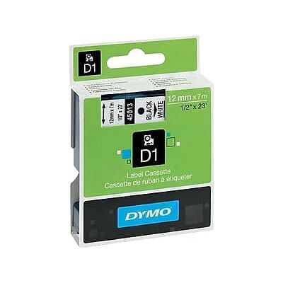 Dymo - D1 Standard 45013 Label Maker Tape, 1/2" x 23', (45013) - Black On White Dymo - D1 Standard 45013 Label Maker Tape, 1/2" x 23', (45013) - Black On White