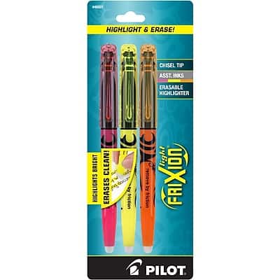 Pilot - FriXion Light Erasable Highlighters, Chisel Tip, 3/Pack - Assorted Ink Pilot - FriXion Light Erasable Highlighters, Chisel Tip, 3/Pack - Assorted Ink