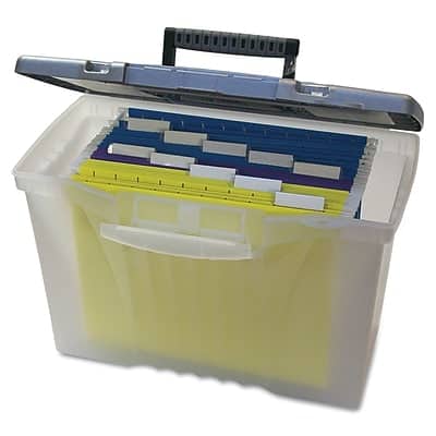 Storex - Portable File Storage Box With Organizer Lid, Letter/Legal Size - Clear Storex - Portable File Storage Box With Organizer Lid, Letter/Legal Size - Clear