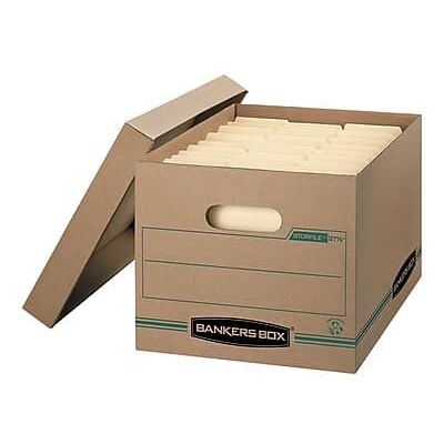 Bankers Box - Stor/File 100% Recycled Corrugated File Storages Boxes, Lift-Off Lid, Letter/Legal Size, Brown, 12/Carton - Kraft and Green Bankers Box - Stor/File 100% Recycled Corrugated File Storages Boxes, Lift-Off Lid, Letter/Legal Size, Brown, 12/Carton - Kraft and Green