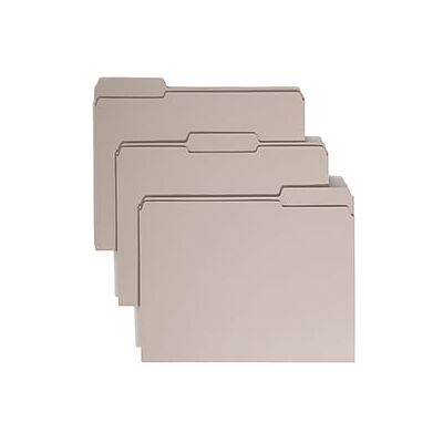 Smead - Reinforced File Folder, 3 Tab, Letter Size, 100/Box - Gray Smead - Reinforced File Folder, 3 Tab, Letter Size, 100/Box - Gray
