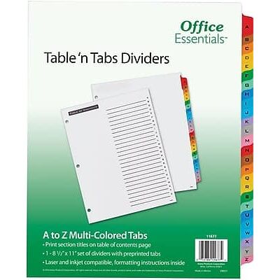 Avery - Office Essentials Table 'n Tabs Index Tab, A-Z Index, 26 Tabs/Set - Multicolor Avery - Office Essentials Table 'n Tabs Index Tab, A-Z Index, 26 Tabs/Set - Multicolor