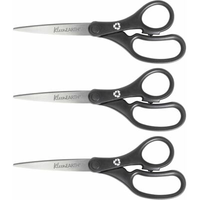 Westcott - KleenEarth 8" Basic Recycled Straight Scissors Straight Stainless Steel 3 / Pack - Black Westcott - KleenEarth 8" Basic Recycled Straight Scissors Straight Stainless Steel 3 / Pack - Black