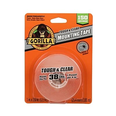 Gorilla - Tough & Double-Sided Mounting Tape, 1" x 150" - Clear Gorilla - Tough & Double-Sided Mounting Tape, 1" x 150" - Clear