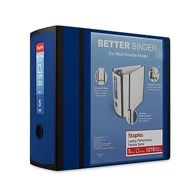 Staples - 5" 3-Ring Better Binder, D-Ring - Navy Blue Staples - 5" 3-Ring Better Binder, D-Ring - Navy Blue