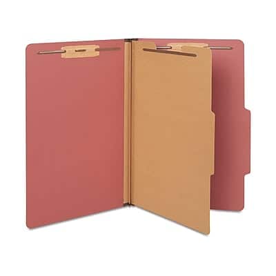 Staples - 60% Recycled Pressboard Classification Folder, 1-Divider, 1.75" Expansion, Legal Size, 20/Box - Brick Red Staples - 60% Recycled Pressboard Classification Folder, 1-Divider, 1.75" Expansion, Legal Size, 20/Box - Brick Red