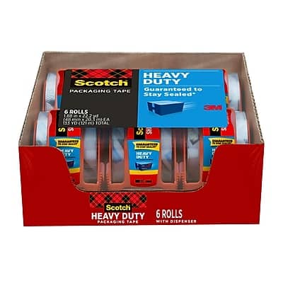 Scotch - Heavy Duty Packing Tape with Dispenser, 1.88" x 22.2 yds., 6/Pack - Clear Scotch - Heavy Duty Packing Tape with Dispenser, 1.88" x 22.2 yds., 6/Pack - Clear