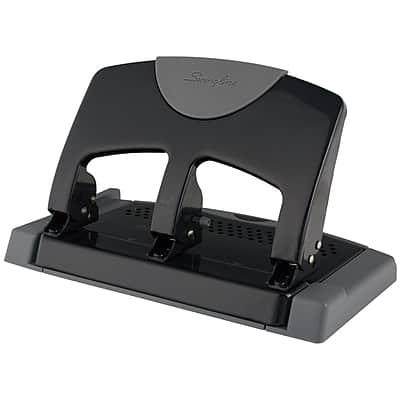 Swingline - SmartTouch Low Force Desktop 3-Hole Punch, 45 Sheet Capacity - Black/Gray Swingline - SmartTouch Low Force Desktop 3-Hole Punch, 45 Sheet Capacity - Black/Gray