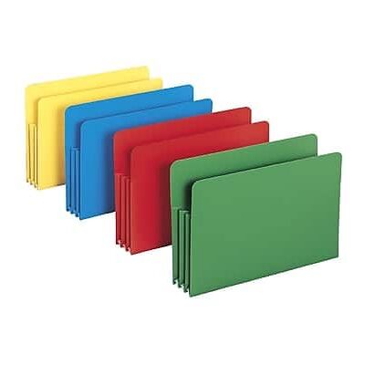 Smead - Heavy Duty Poly File Pockets, 3.5" Expansion, Legal Size, 4/Box - Assorted Colors Smead - Heavy Duty Poly File Pockets, 3.5" Expansion, Legal Size, 4/Box - Assorted Colors