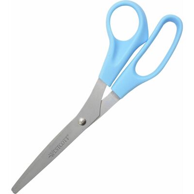 Westcott - All Purpose 8" Stainless Steel Straight Scissors Straight Stainless Steel Pointed Tip 1 Each - Blue Westcott - All Purpose 8" Stainless Steel Straight Scissors Straight Stainless Steel Pointed Tip 1 Each - Blue
