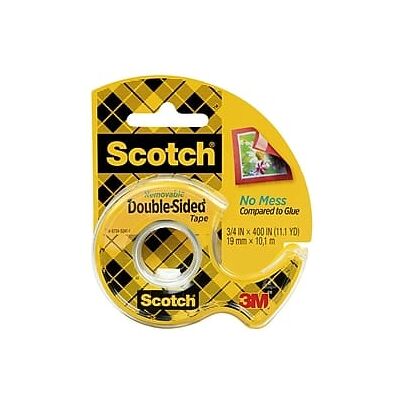 Scotch - Removable Double Sided Tape with Dispenser, 3/4" x 11.11 yds - Clear Scotch - Removable Double Sided Tape with Dispenser, 3/4" x 11.11 yds - Clear