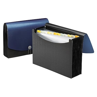 Smead - Heavy Duty Expanding File with Flap & Elastic Cord Closure, Letter Size, 12 Pockets - Black/Blue Smead - Heavy Duty Expanding File with Flap & Elastic Cord Closure, Letter Size, 12 Pockets - Black/Blue