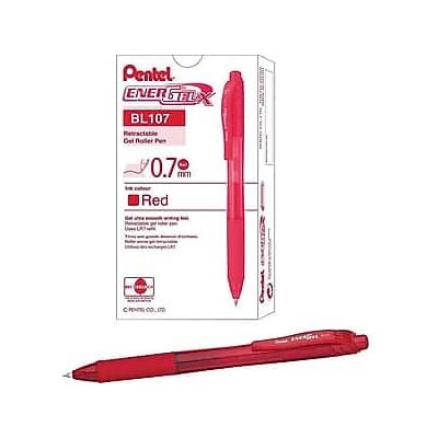 Pentel - EnerGel-X Retractable Gel Pens, Medium Point, 12/Pack - Red Ink Pentel - EnerGel-X Retractable Gel Pens, Medium Point, 12/Pack - Red Ink