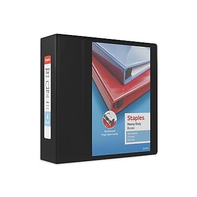 Staples - Heavy Duty 4" 3-Ring View Binder, D-Ring - Black Staples - Heavy Duty 4" 3-Ring View Binder, D-Ring - Black