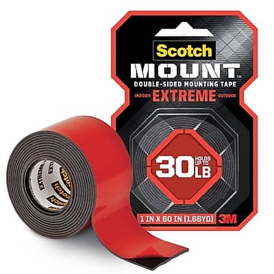 Scotch - Mount Extreme Double-Sided Mounting Tape, 1" x 60", 1 Roll - Black Scotch - Mount Extreme Double-Sided Mounting Tape, 1" x 60", 1 Roll - Black
