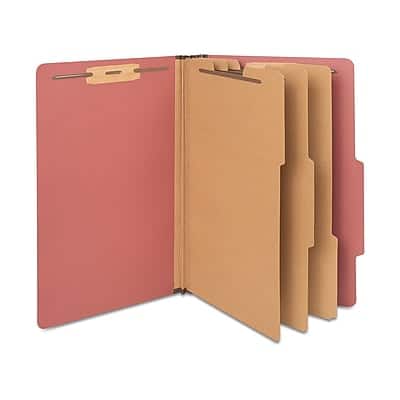 Staples - 60% Recycled Pressboard Classification Folder, 3-Dividers, 3.5" Expansion, Legal Size, 20/Box - Brick Red Staples - 60% Recycled Pressboard Classification Folder, 3-Dividers, 3.5" Expansion, Legal Size, 20/Box - Brick Red