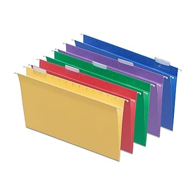 Staples - Heavy Duty Hanging File Folders, 1/5-Cut Tab, Legal Size, 25/Box - Assorted Colors Staples - Heavy Duty Hanging File Folders, 1/5-Cut Tab, Legal Size, 25/Box - Assorted Colors