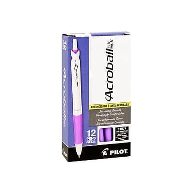 Pilot - Acroball PureWhite Advanced Ink Retractable Ballpoint Pens, Fine Point, Black Ink, Dozen - White Pilot - Acroball PureWhite Advanced Ink Retractable Ballpoint Pens, Fine Point, Black Ink, Dozen - White