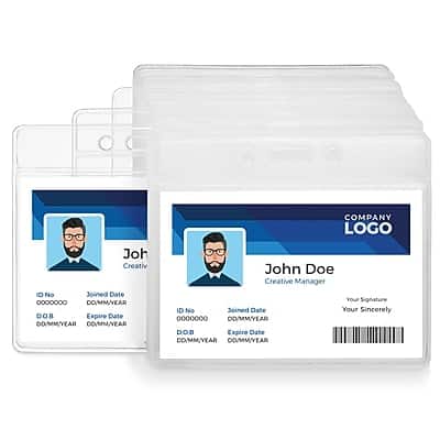 Staples - Heavy-Duty ID Badge Holders, 3-3/8" x 3-7/8", Plastic, 50/Pack - Clear Staples - Heavy-Duty ID Badge Holders, 3-3/8" x 3-7/8", Plastic, 50/Pack - Clear