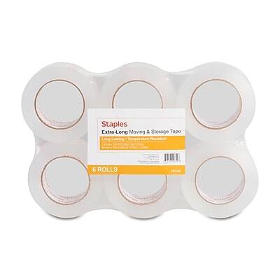 Staples - Extra-Long Moving and Storage Packing Tape, 1.88"W x 109 yds., 6 Rolls - Clear Staples - Extra-Long Moving and Storage Packing Tape, 1.88"W x 109 yds., 6 Rolls - Clear