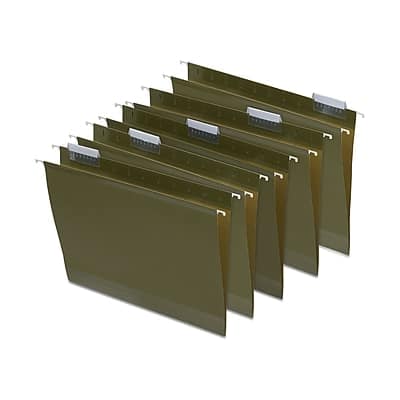 Staples - Reinforced Box Bottom Hanging File Folder, 2" Expansion, 1/5-Cut Tab, Letter Size, 25/Box - Standard Green Staples - Reinforced Box Bottom Hanging File Folder, 2" Expansion, 1/5-Cut Tab, Letter Size, 25/Box - Standard Green