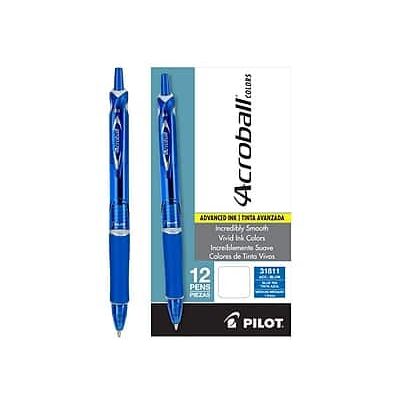 Pilot - Acroball Colors Advanced Ink Retractable Ballpoint Pens, Medium Point, Dozen - Blue Ink Pilot - Acroball Colors Advanced Ink Retractable Ballpoint Pens, Medium Point, Dozen - Blue Ink