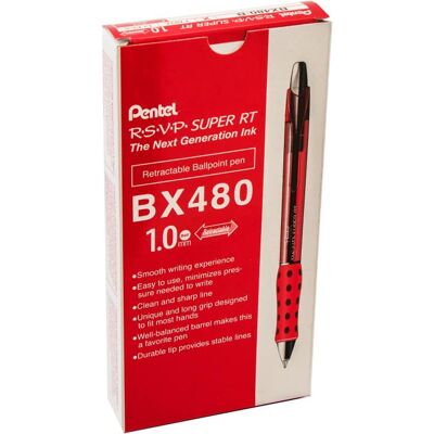 Pentel - R.S.V.P. Super RT Retractable Ballpoint Pen, Red, Pack of 12 Pentel - R.S.V.P. Super RT Retractable Ballpoint Pen, Red, Pack of 12